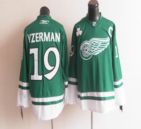 Red Wings St Patty's Day #19 Steve Yzerman Green Stitched Jersey