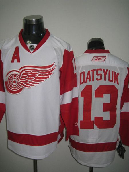 Red Wings #13 Pavel Datsyuk Stitched White Jersey