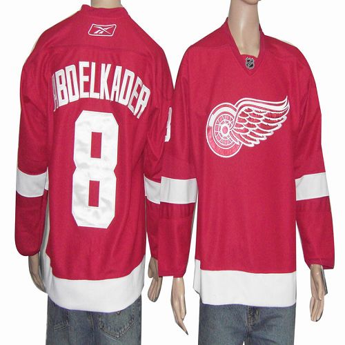 Red Wings #8 Justin Abdelkader Red Stitched Jersey