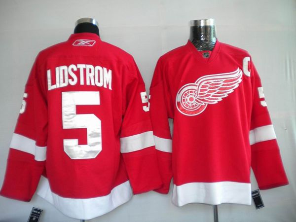 Red Wings #5 Nicklas Lidstrom Stitched Red Jersey
