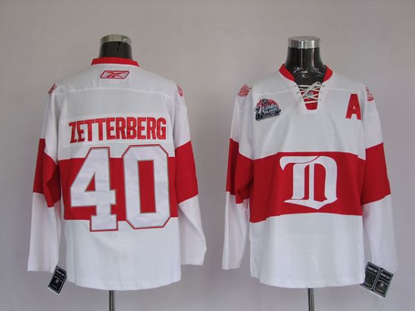 Red Wings #40 Henrik Zetterberg Stitched White Winter Classic Jersey