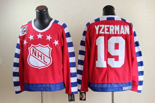 Red Wings #19 Steve Yzerman Red All Star CCM Throwback 75TH Stitched Jersey