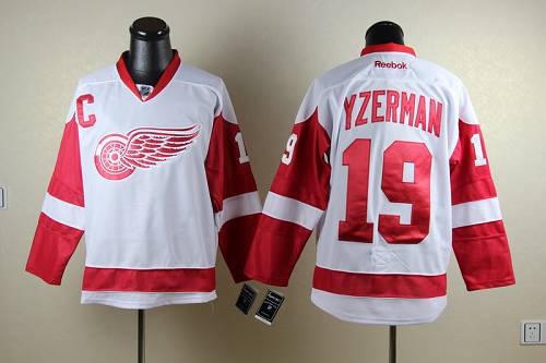 Red Wings #19 Steve Yzerman White Stitched Jersey