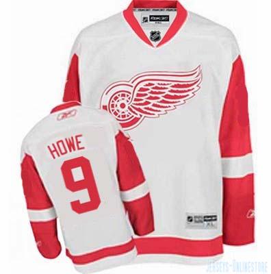 Red Wings #9 Gordie Howe White Stitched Jersey