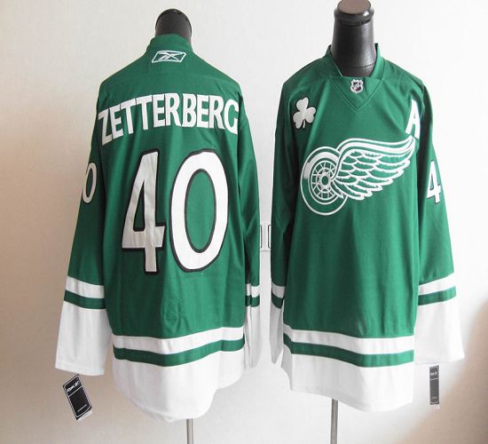Red Wings St Patty's Day #40 Henrik Zetterberg Green Stitched Jersey