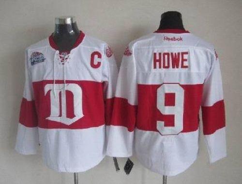 Red Wings #9 Gordie Howe White Winter Classic Stitched Jersey