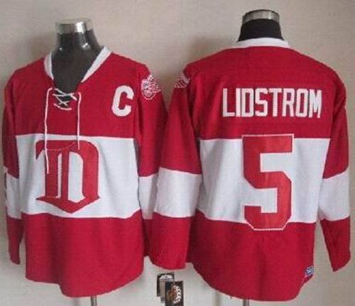 Red Wings #5 Nicklas Lidstrom Red Winter Classic CCM Throwback Stitched Jersey