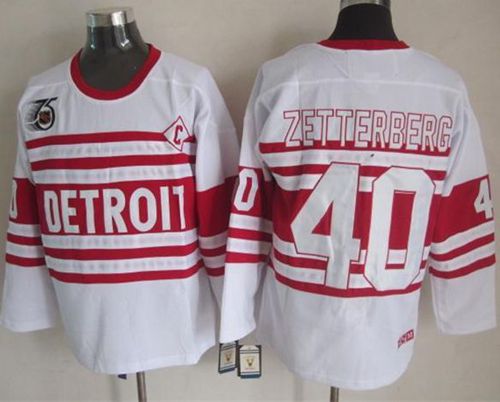 Red Wings #40 Henrik Zetterberg White 75TH CCM Stitched Jersey