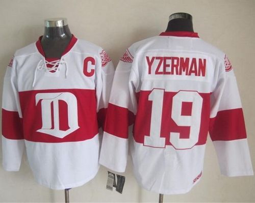 Red Wings #19 Steve Yzerman White Winter Classic CCM Throwback Stitched Jersey