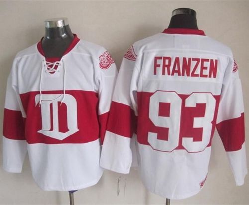 Red Wings #93 Johan Franzen White Winter Classic CCM Throwback Stitched Jersey