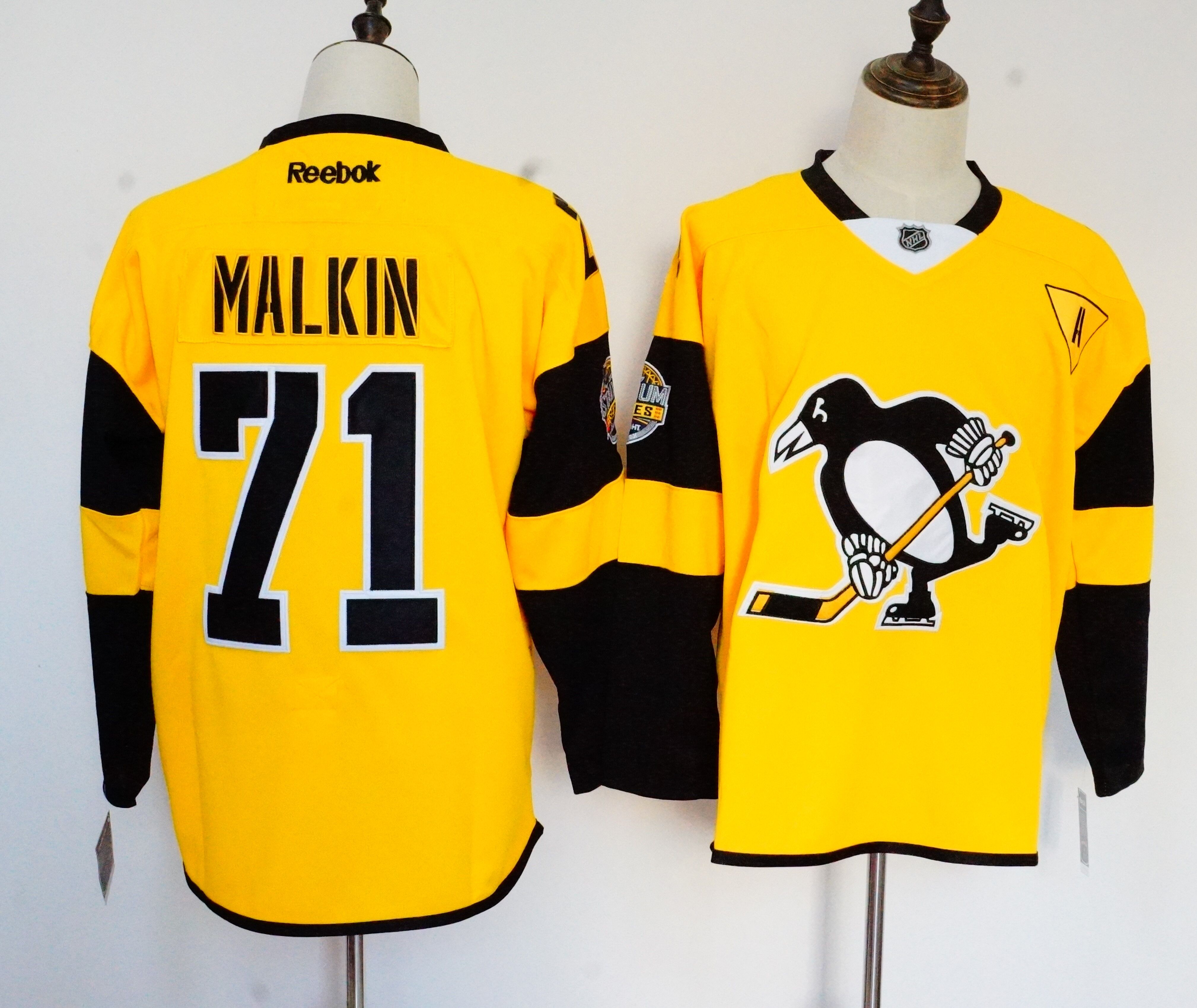 Reebok Pittsburgh Penguins #71 Evgeni Malkin Yellow Stitched Jersey