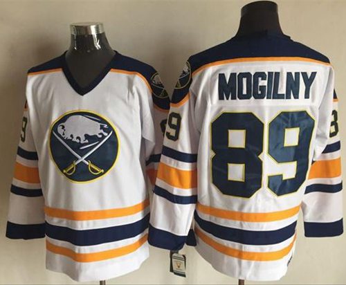 Sabres #89 Alexander Mogilny White CCM Throwback Stitched Jersey