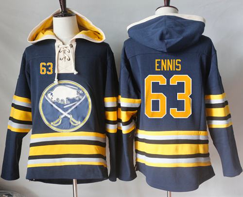 Sabres #63 Tyler Ennis Navy Blue Sawyer Hooded Sweatshirt Stitched Jersey