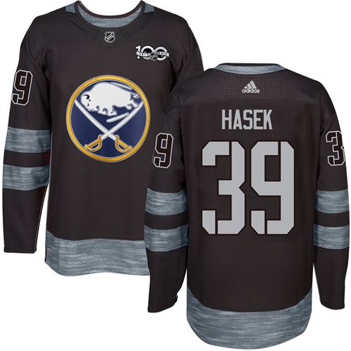 Sabres #39 Dominik Hasek Black 1917-2017 100th Anniversary Stitched Jersey