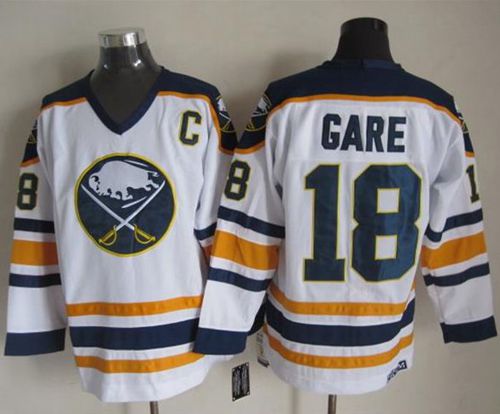 Sabres #18 Danny Gare White CCM Throwback Stitched Jersey
