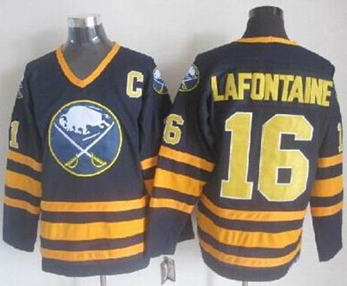 Sabres #16 Pat Lafontaine Navy Blue CCM Throwback Stitched Jersey
