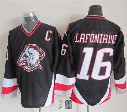 Sabres #16 Pat Lafontaine Black CCM Throwback Stitched Jersey