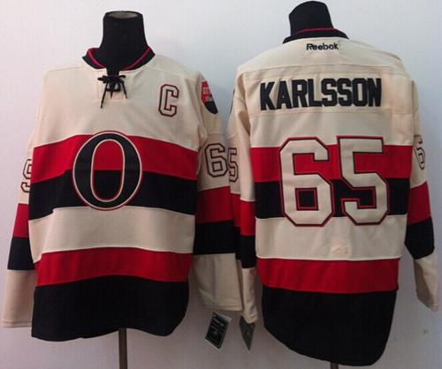 Senators #65 Erik Karlsson Cream 2014 Heritage Classic Stitched Jersey