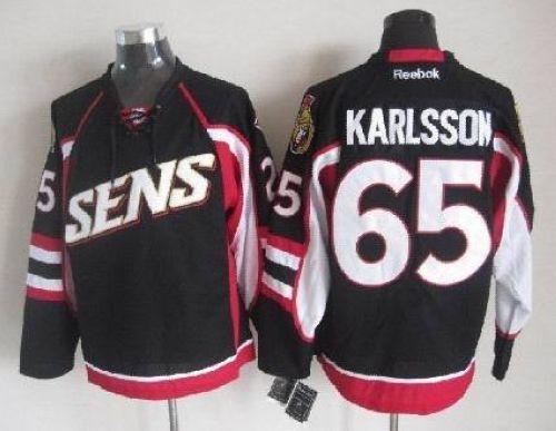 Senators #65 Erik Karlsson Black Throwback Stitched Jersey