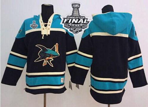 Sharks Blank Black Sawyer Hooded Sweatshirt 2016 Stanley Cup Final Patch Stitched Jersey