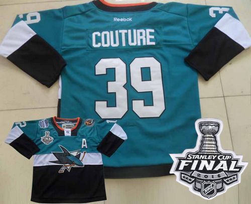 Sharks #39 Logan Couture Teal Black 2015 Stadium Series 2016 Stanley Cup Final Patch Stitched Jersey