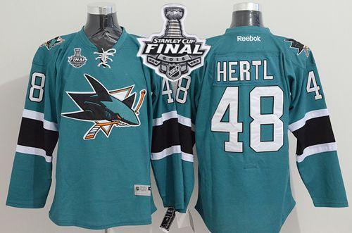 Sharks #48 Tomas Hertl Teal 2016 Stanley Cup Final Patch Stitched Jersey