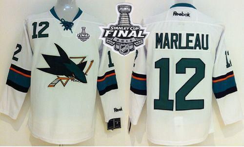 Sharks #12 Patrick Marleau White 2016 Stanley Cup Final Patch Stitched Jersey