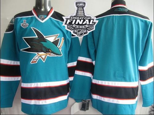 Sharks Blank Teal 2016 Stanley Cup Final Patch Stitched Jersey