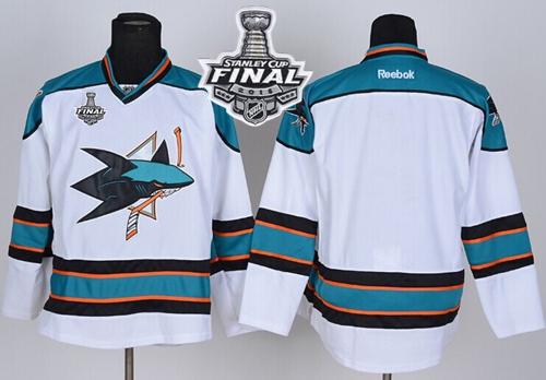 Sharks Blank White 2016 Stanley Cup Final Patch Stitched Jersey