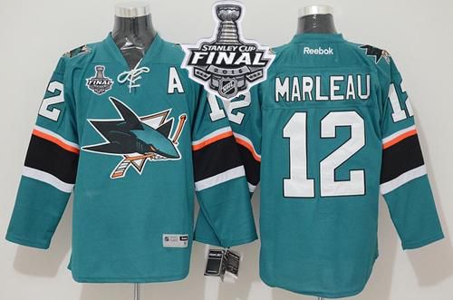 Sharks #12 Patrick Marleau Teal 2016 Stanley Cup Final Patch Stitched Jersey