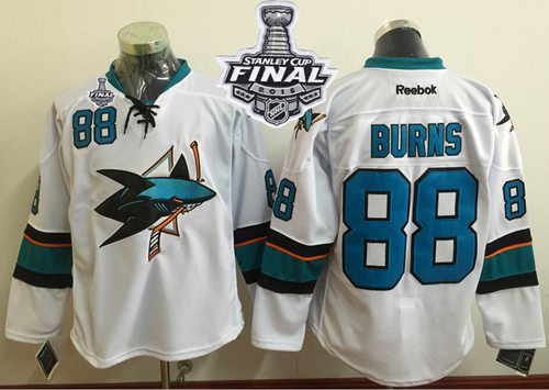 Sharks #88 Brent Burns White 2016 Stanley Cup Final Patch Stitched Jersey
