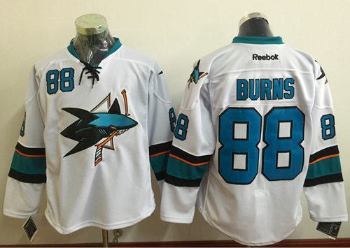 Sharks #88 Brent Burns White Stitched Jersey