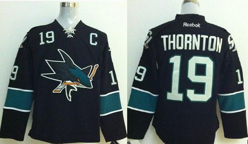 Sharks #19 Joe Thornton Stitched Black Jersey