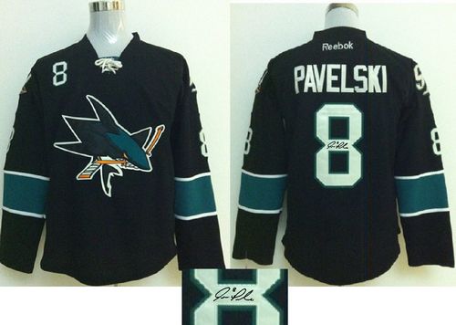 Sharks #8 Joe Pavelski Black Autographed Stitched Jersey