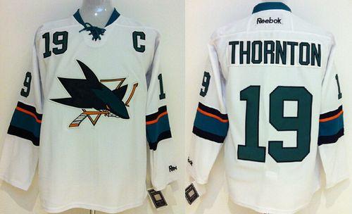 Sharks #19 Joe Thornton Stitched White Jersey