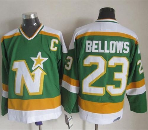 Stars #23 Brian Bellows Stitched Green CCM Throwback Jersey