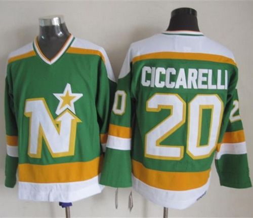 Stars #20 Dino Ciccarelli Stitched Green CCM Throwback Jersey