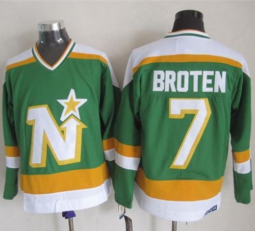 Stars #7 Neal Broten Stitched Green CCM Throwback Jersey