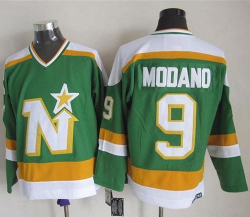 Stars #9 Mike Modano Stitched Green CCM Throwback Jersey