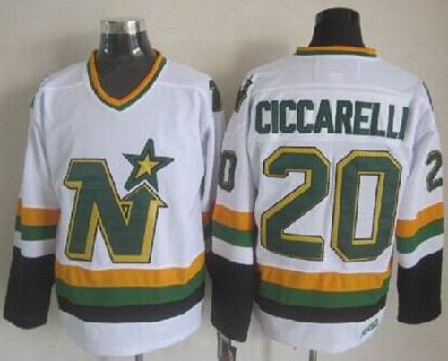 Stars #20 Dino Ciccarelli White CCM Throwback Stitched Jersey
