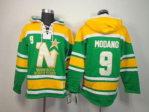 Stars #9 Mike Modano Green Sawyer Hooded Sweatshirt Stitched Jersey