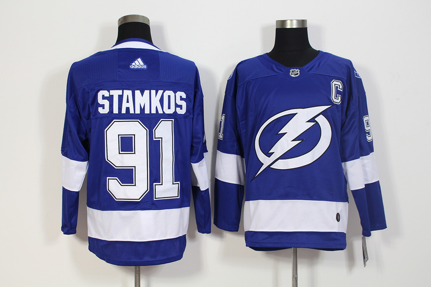 Tampa Bay Lightning #91 Steven Stamkos Blue Stitched Adidas Jersey