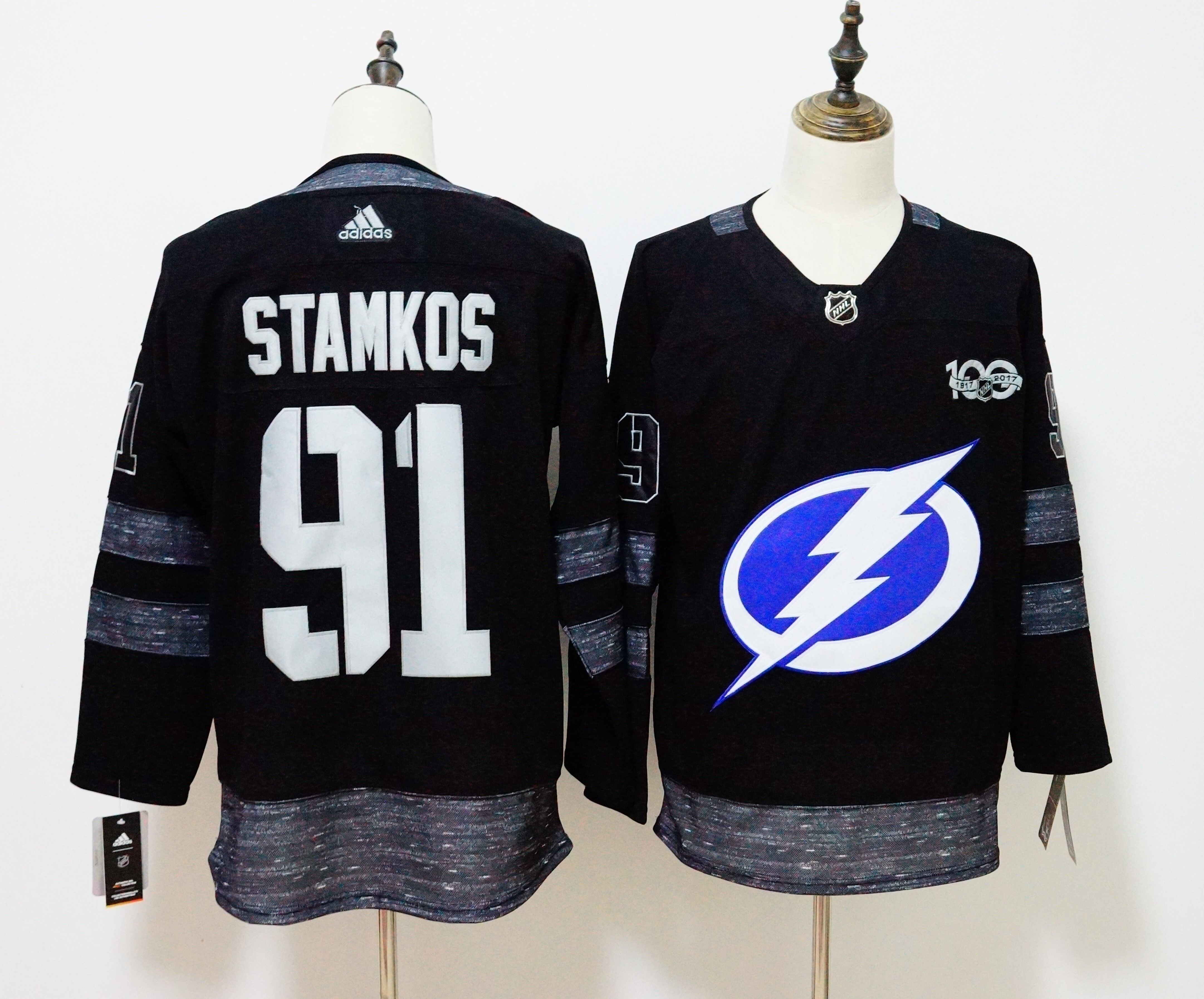 Tampa Bay Lightning #91 Steven Stamkos Black 1917-2017 100th Anniversary Adidas Jersey
