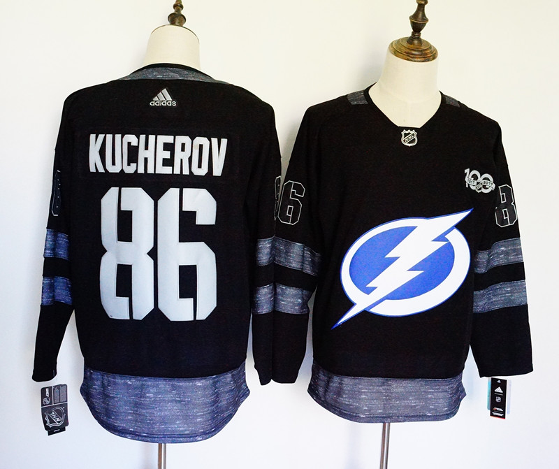 Tampa Bay Lightning #86 Nikita Kucherov Black 1917-2017 100th Anniversary Stitched Adidas Jersey