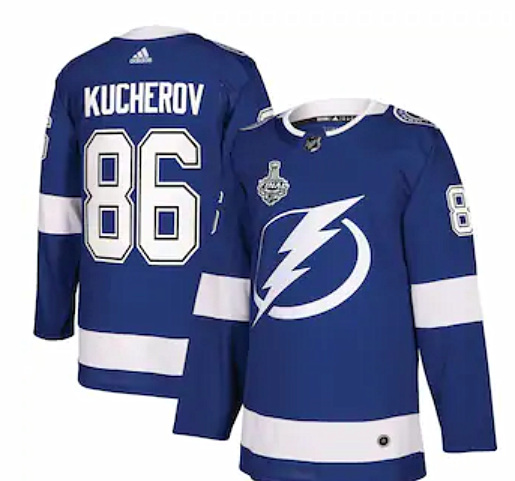 Tampa Bay Lightning #86 Nikita Kucherov Blue Stanley Cup Finals Blue Stitched Adidas Jersey