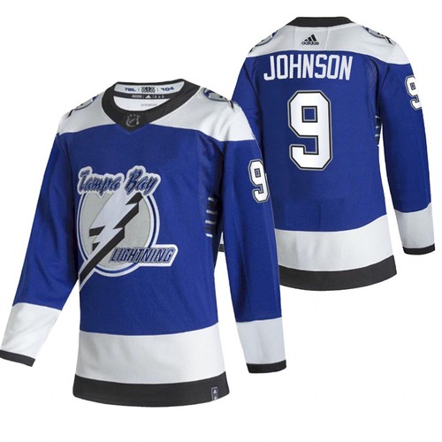 Tampa Bay Lightning #9 Tyler Johnson 2021 Blue Reverse Retro Stitched Jersey