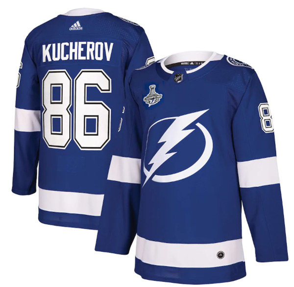 Tampa Bay Lightning #86 Nikita Kucherov 2021 Stanley Cup Champions Stitched Jersey