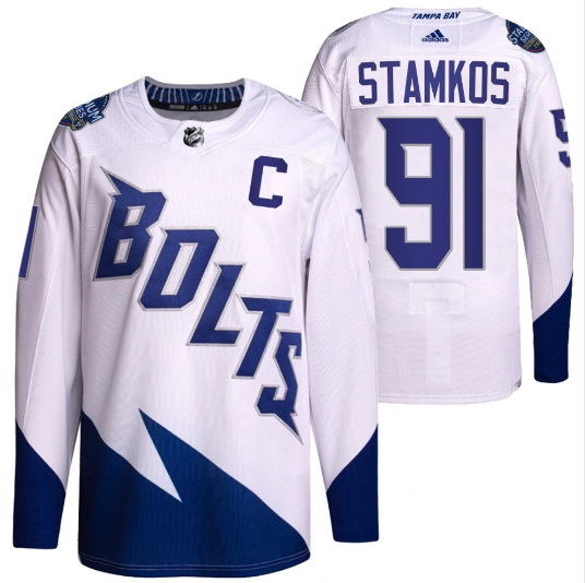 Tampa Bay Lightning #91 Steven Stamkos 2022 White Stadium Series Breakaway Stitched Jersey