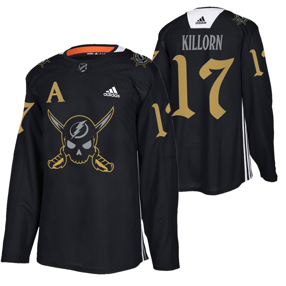 Tampa Bay Lightning #17 Alex Killorn Gasparilla Inspired Pirate-Themed Warmup Black Stitched Jersey
