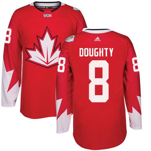 Team CA. #8 Drew Doughty Red 2016 World Cup Stitched Jersey